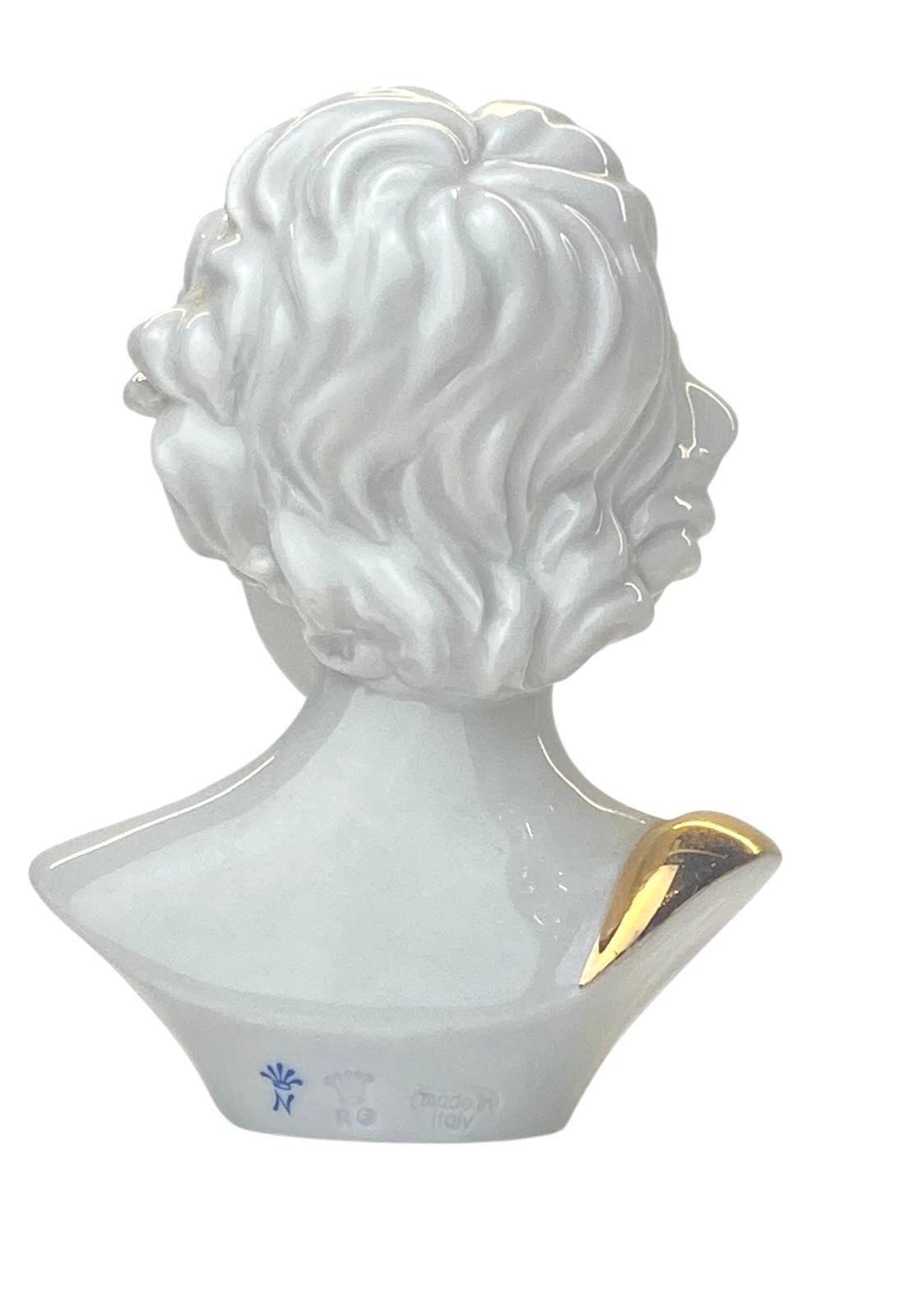Busto Fanciullo in Porcellana Bianca e Oro Zecchino - Stile Capodimonte / Benacchio