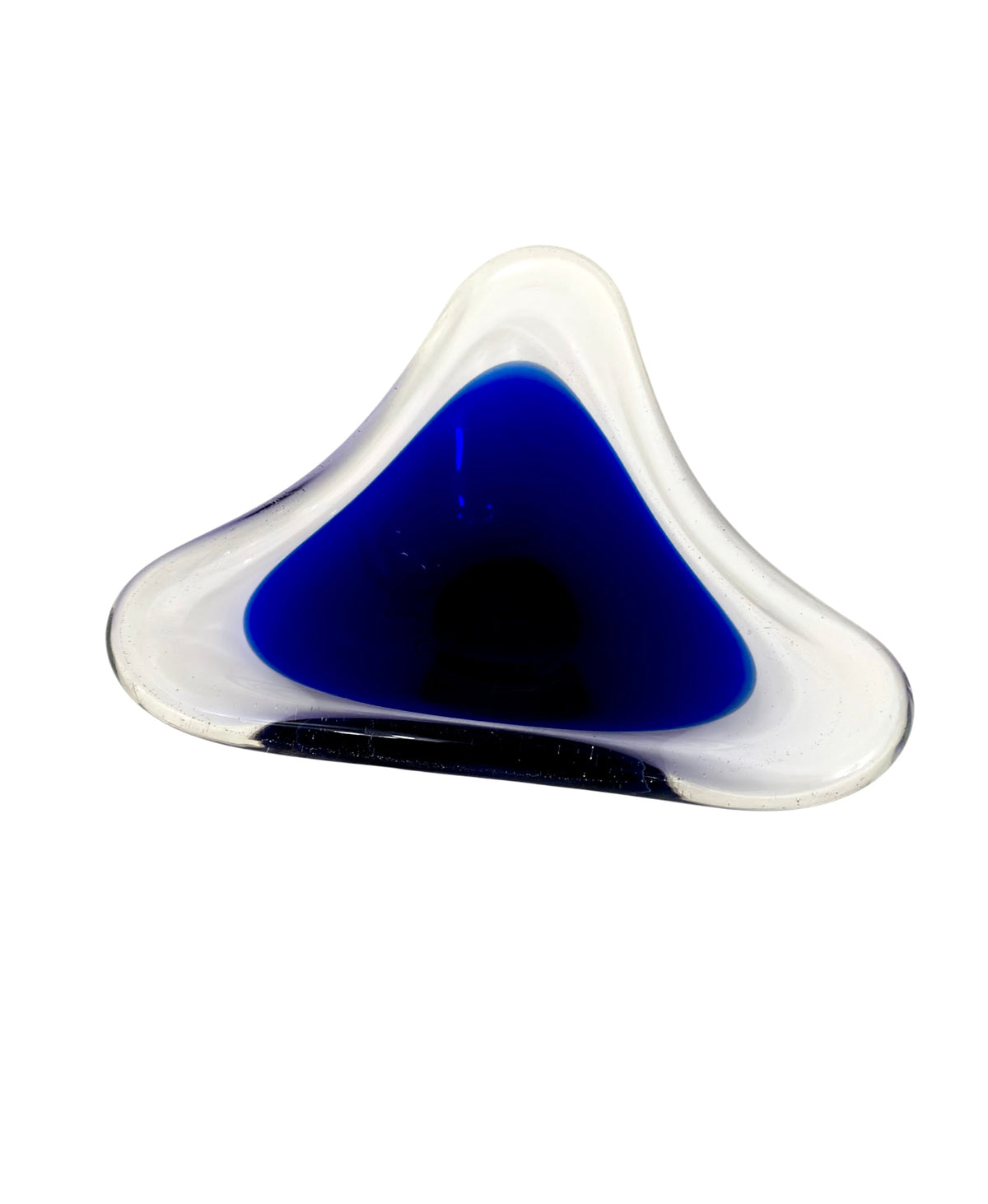 Centrotavola Triangolare in Vetro di Murano Sommerso Blu – Svuotatasche Vintage Anni 60/70/80