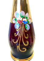 Servizio Liquore Vintage Vetro di Murano "Tre Fuochi" - Decanter e 6 Bicchieri Arlecchino