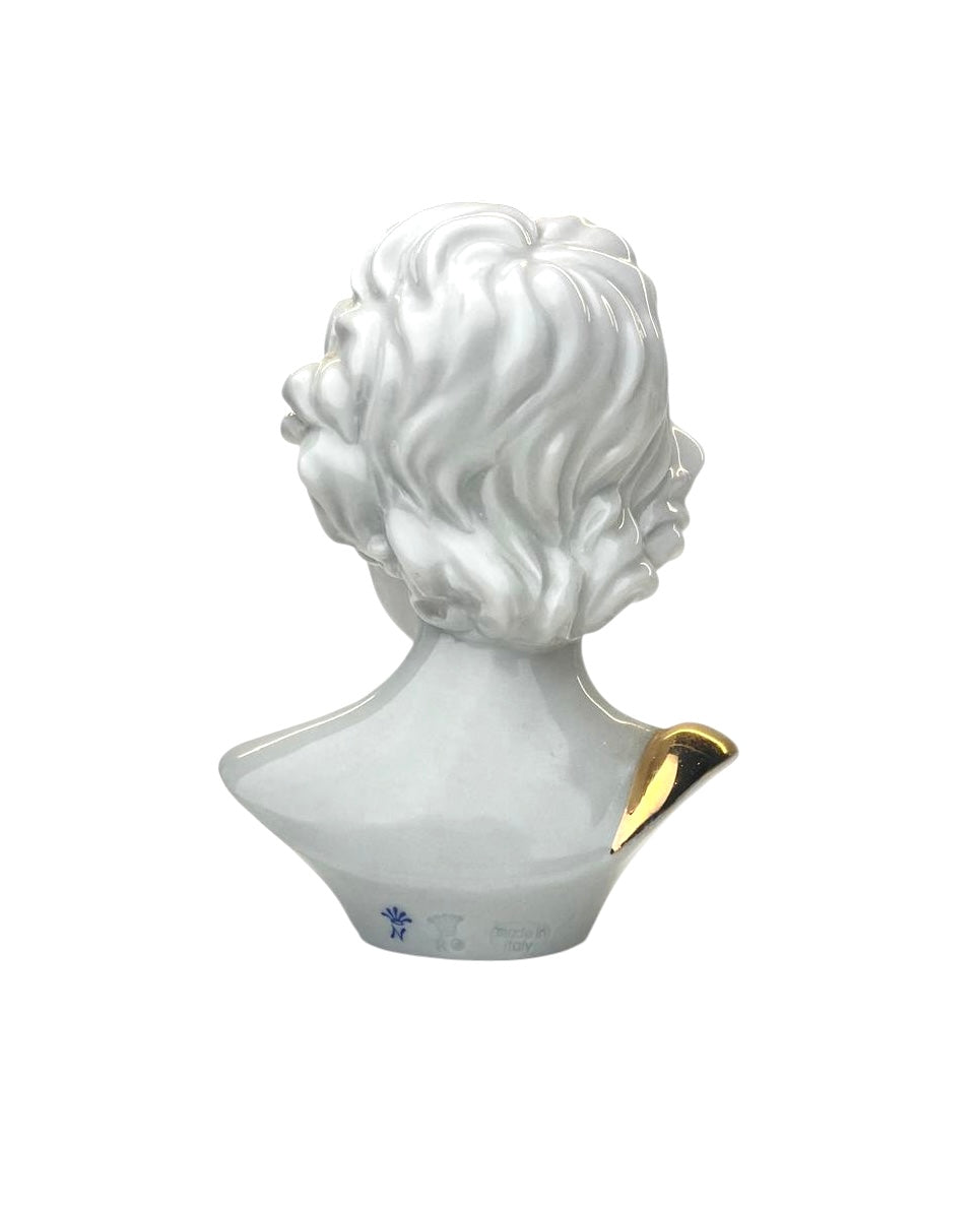 Busto Fanciullo in Porcellana Bianca e Oro Zecchino - Stile Capodimonte / Benacchio