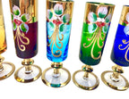 Servizio Liquore Vintage Vetro di Murano "Tre Fuochi" - Decanter e 6 Bicchieri Arlecchino
