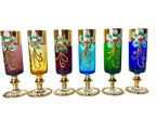 Servizio Liquore Vintage Vetro di Murano "Tre Fuochi" - Decanter e 6 Bicchieri Arlecchino