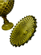Alzata Bomboniera Vintage in Vetro Verde Oliva – Porta Caramelle / Biscottiera Mid-Century