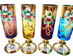 Servizio Liquore Vintage Vetro di Murano "Tre Fuochi" - Decanter e 6 Bicchieri Arlecchino