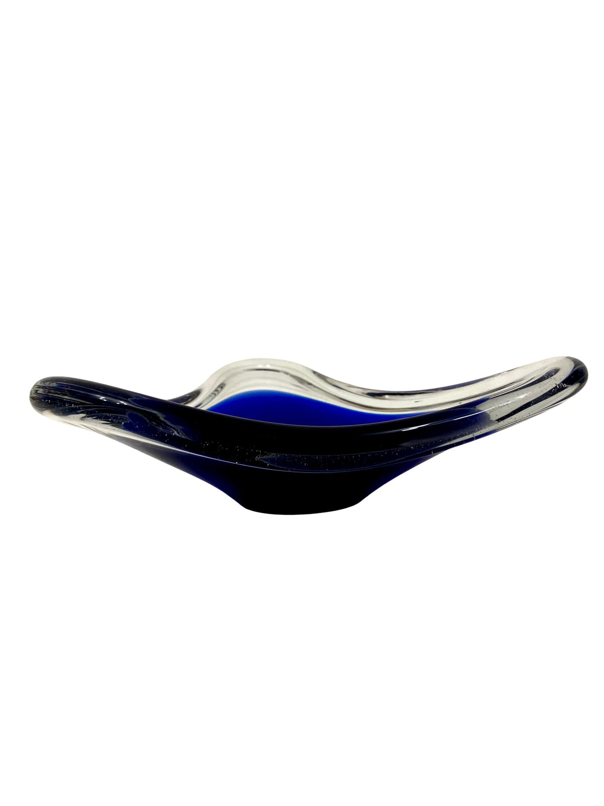 Centrotavola Triangolare in Vetro di Murano Sommerso Blu – Svuotatasche Vintage Anni 60/70/80