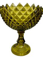 Alzata Bomboniera Vintage in Vetro Verde Oliva – Porta Caramelle / Biscottiera Mid-Century