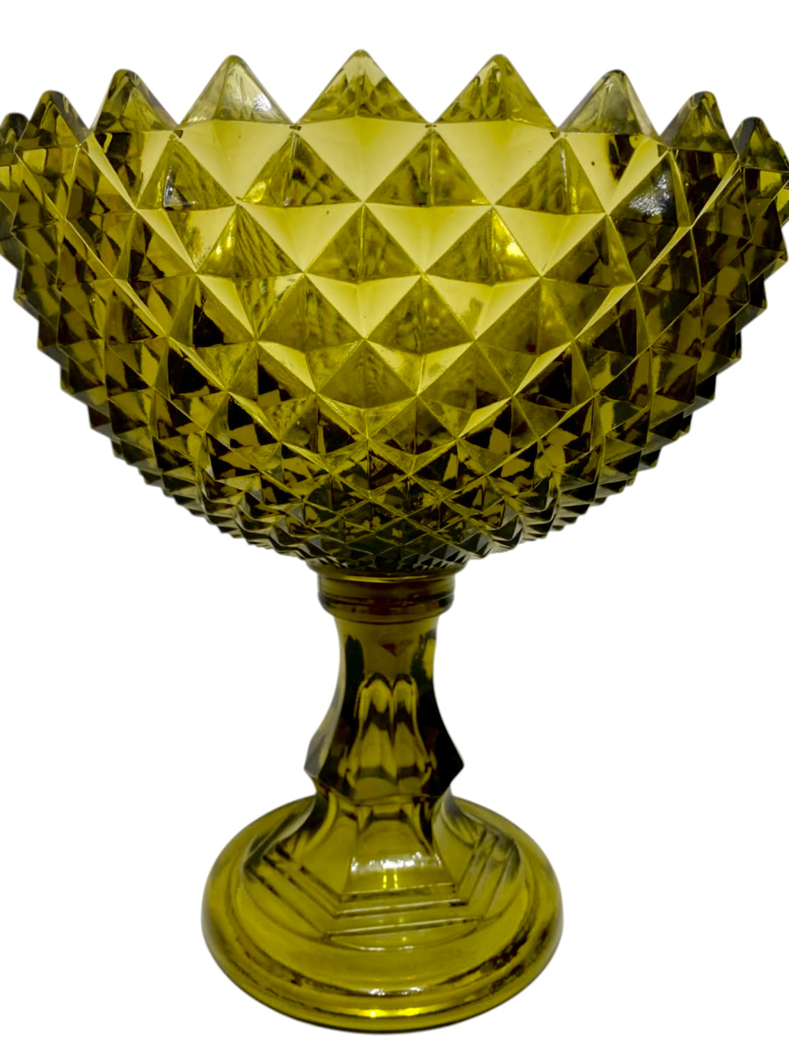 Alzata Bomboniera Vintage in Vetro Verde Oliva – Porta Caramelle / Biscottiera Mid-Century