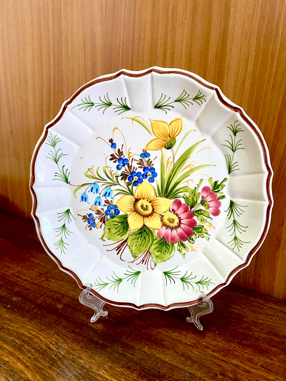 Set 4 Piatti Decorativi da Parete in Ceramica di Bassano – Dipinti a Mano, Vintage