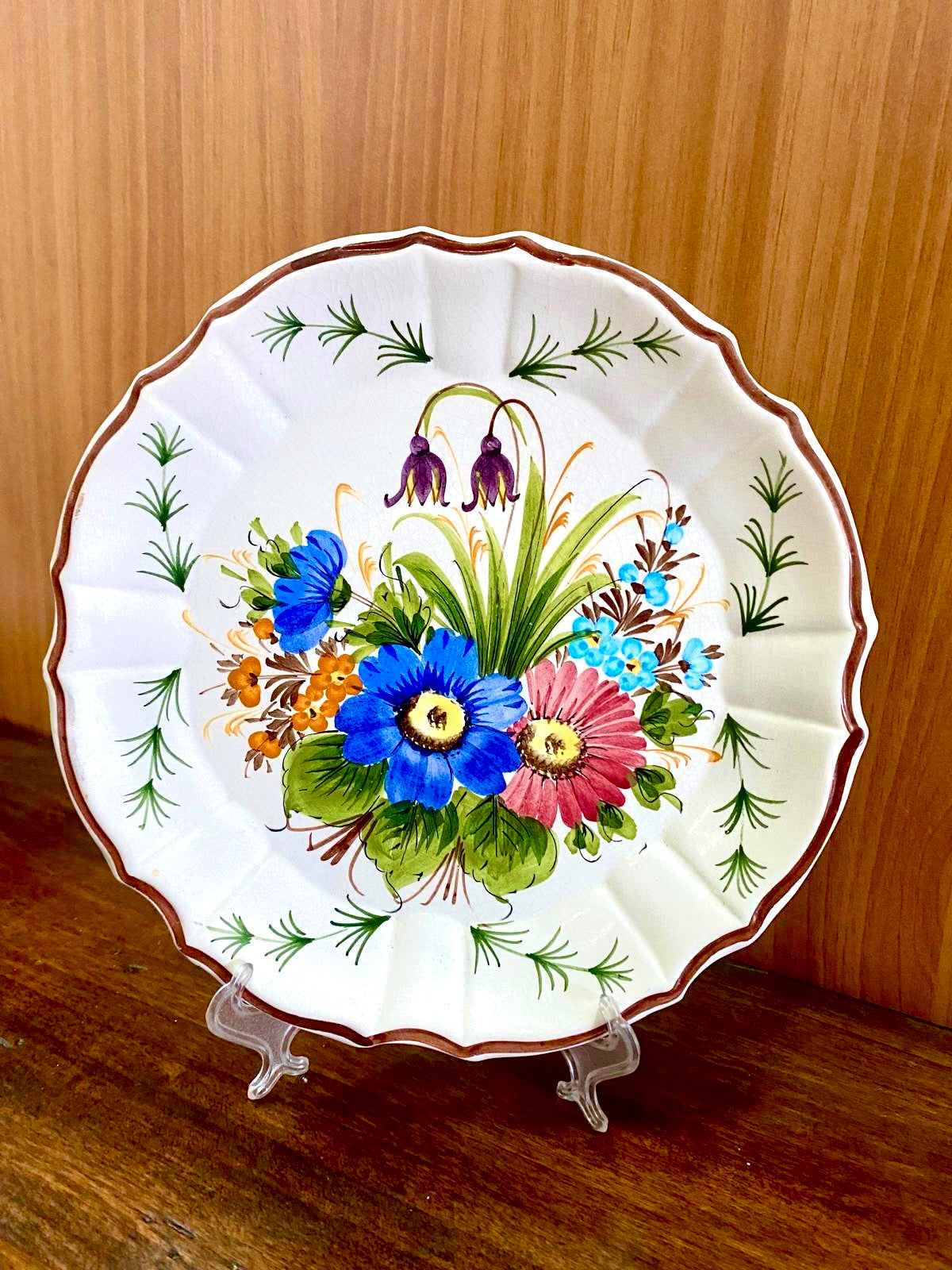 Set 4 Piatti Decorativi da Parete in Ceramica di Bassano – Dipinti a Mano, Vintage