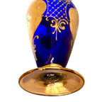 Servizio Vintage Murano Vetro Blu Cobalto, Oro Zecchino e Smalto - Caraffa + 6 Calici