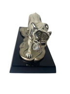Silver-Plated Resin Panther Sculpture (Art Deco Style) on Black Base
