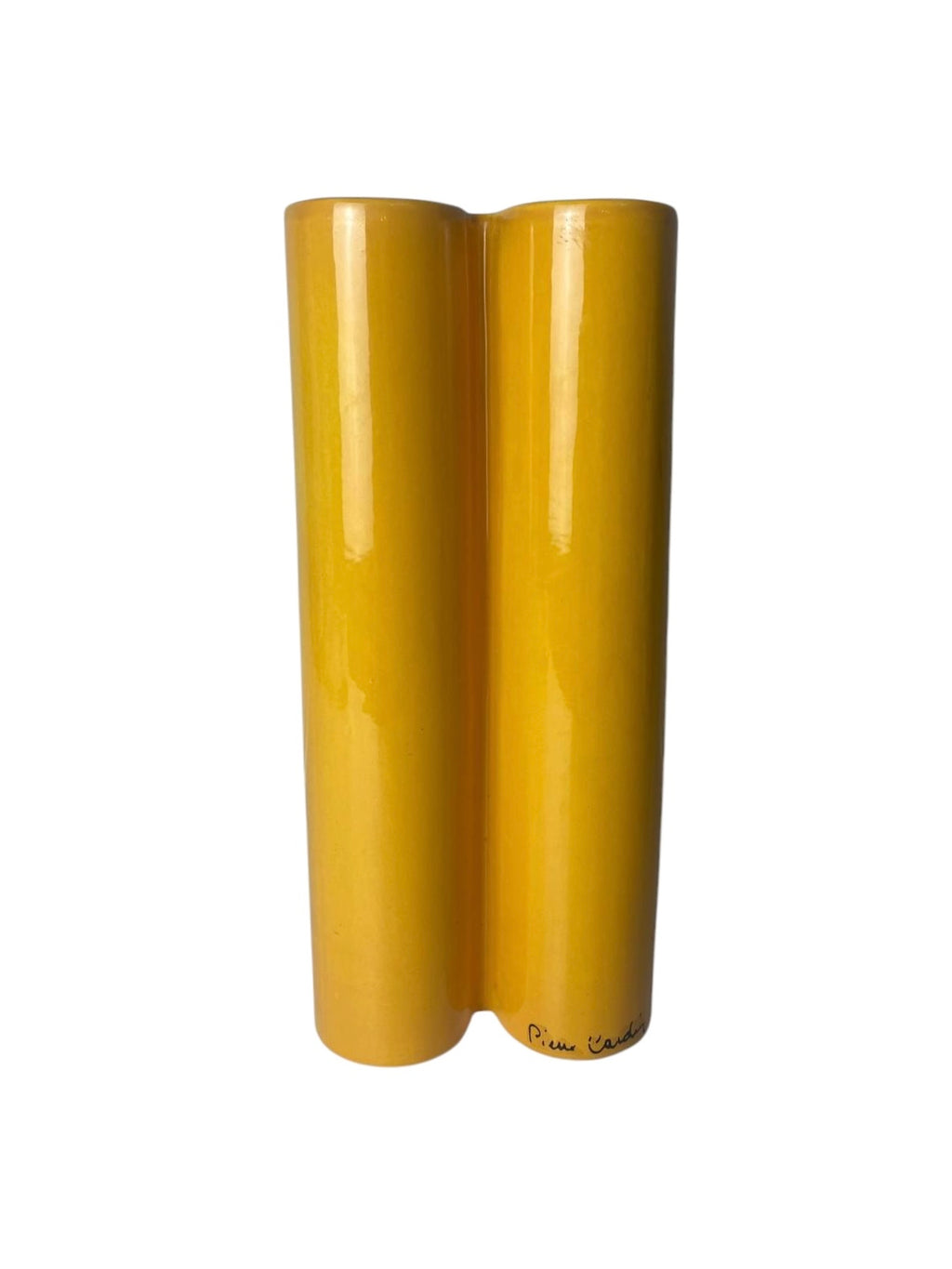 Vaso Vintage "Quadrifoglio" in Ceramica Gialla – Pierre Cardin, Anni '70 (Firmato)