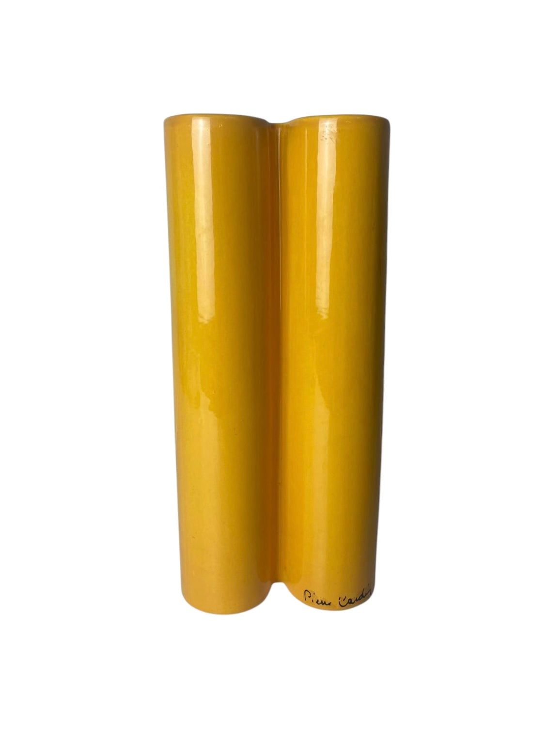 Vaso Vintage "Quadrifoglio" in Ceramica Gialla – Pierre Cardin, Anni '70 (Firmato)