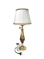 Splendida Lampada da Tavolo Vintage in Vetro di Murano Rosso Rubino e Oro Zecchino