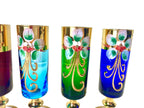 Servizio Liquore Vintage Vetro di Murano "Tre Fuochi" - Decanter e 6 Bicchieri Arlecchino