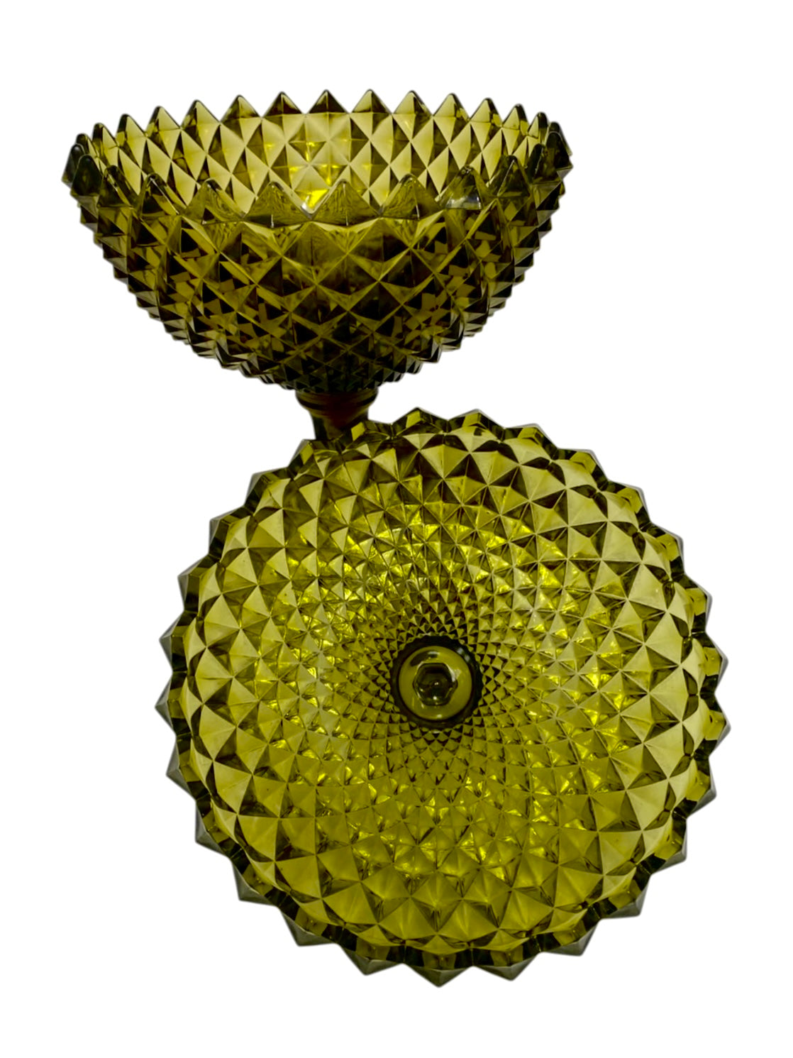 Alzata Bomboniera Vintage in Vetro Verde Oliva – Porta Caramelle / Biscottiera Mid-Century