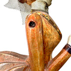 Scultura in legno vintage - Statuina Dama con Ombrellino e Velo, stile Belle Époque / Vittoriano