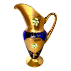Servizio Vintage Murano Vetro Blu Cobalto, Oro Zecchino e Smalto - Caraffa + 6 Calici