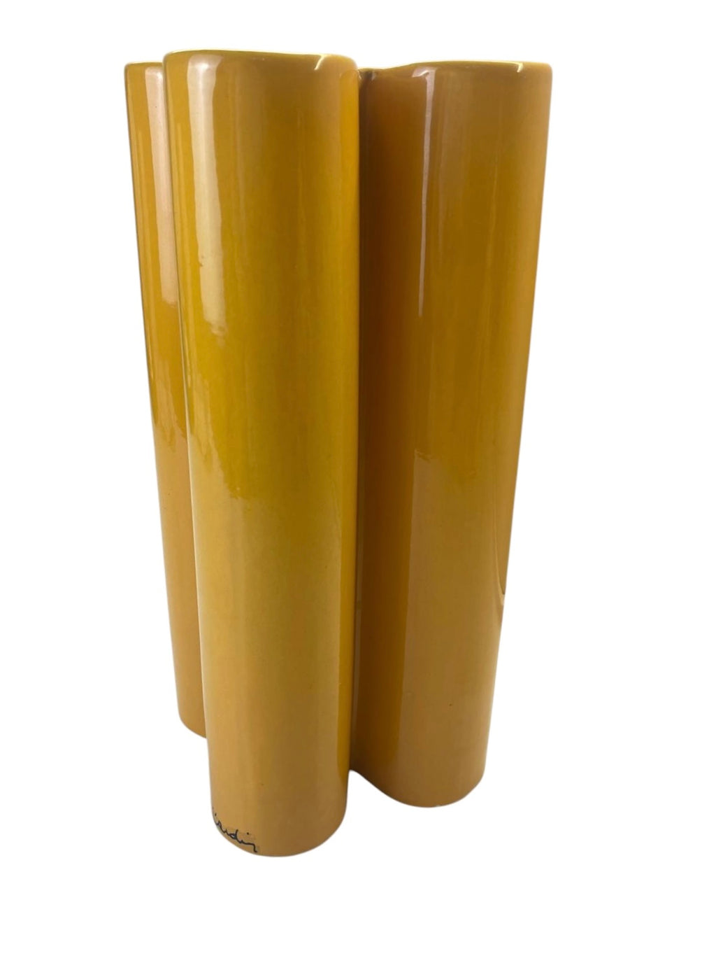 Vaso Vintage "Quadrifoglio" in Ceramica Gialla – Pierre Cardin, Anni '70 (Firmato)
