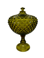Alzata Bomboniera Vintage in Vetro Verde Oliva – Porta Caramelle / Biscottiera Mid-Century