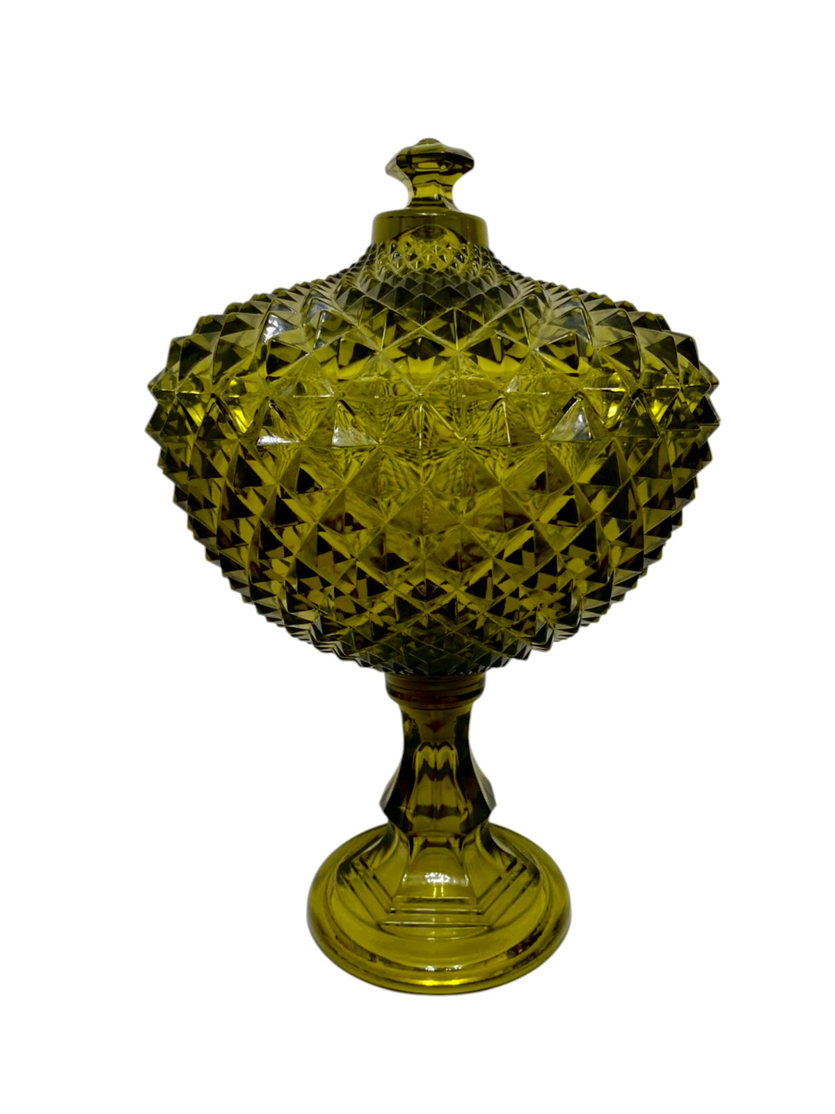 Alzata Bomboniera Vintage in Vetro Verde Oliva – Porta Caramelle / Biscottiera Mid-Century