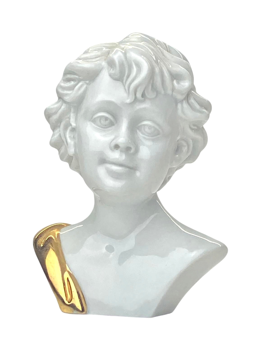 Busto Fanciullo in Porcellana Bianca e Oro Zecchino - Stile Capodimonte / Benacchio