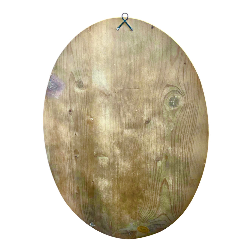 Incantevole Quadro Ovale Vintage – Natura Morta Floreale Dipinta su Tavola di Legno