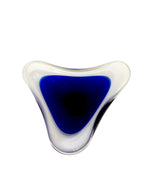 Centrotavola Triangolare in Vetro di Murano Sommerso Blu – Svuotatasche Vintage Anni 60/70/80